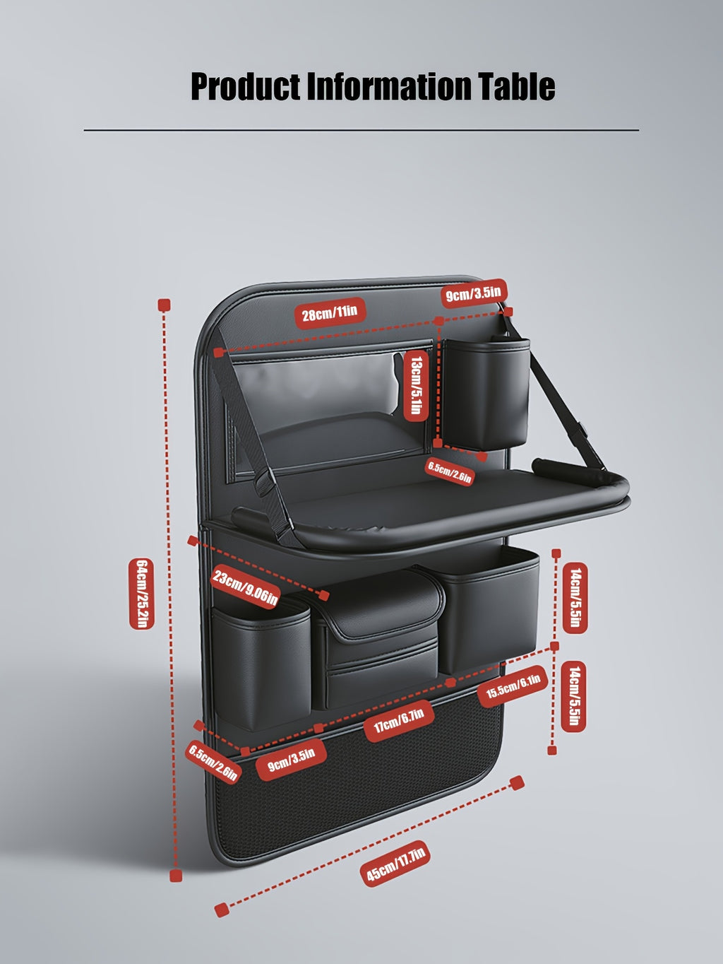 Ling Grid Backrest Storage Bag: Large Capacity, PU Leather, Car Seat Organizer