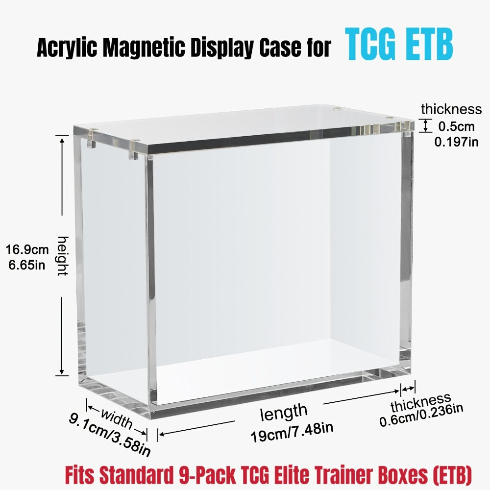 Pokemon Acrylic Display Case with UV Protection – 6MM Thick Crystal Clear Case for Booster Box & Elite Trainer Box, Self-Closing Cover, Polished Corners, Collector Gift