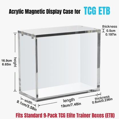 Pokemon Acrylic Display Case with UV Protection – 6MM Thick Crystal Clear Case for Booster Box & Elite Trainer Box, Self-Closing Cover, Polished Corners, Collector Gift