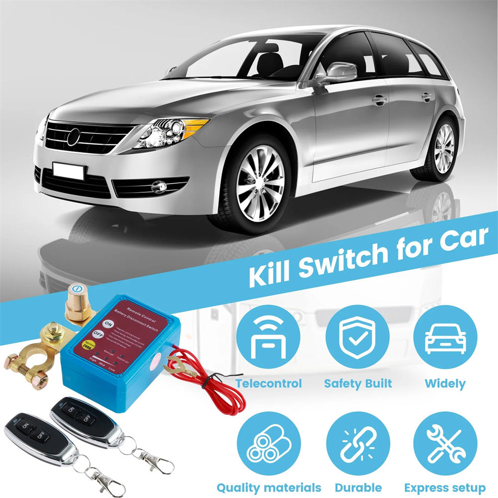 Battery Disconnect Switch Remote 12V 24V 240A – Wireless Kill Switch Auto Cut-Off Magnetic Relay, Anti-Drain Anti-Theft for Car Truck RV ATV UTV Boat Motorcycle Trailer