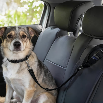 Dog Car Seat Belt Safety Harness 2 Pack Adjustable Universal Vehicle Tether with Quick-Release Buckle & Anti-Tangle Leash - Secure Pet Travel for All Cars SUV Trucks