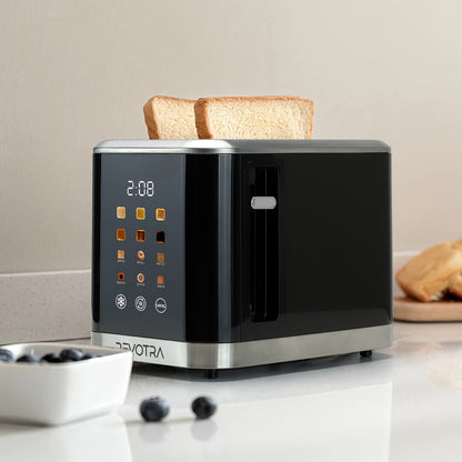 Stainless Steel Toaster 2 Slice with LED Display & Extra Wide Slots – 6 Shade Settings, Defrost Reheat Cancel Functions, Removable Crumb Tray, Compact Design for Bagels, Waffles & Bread