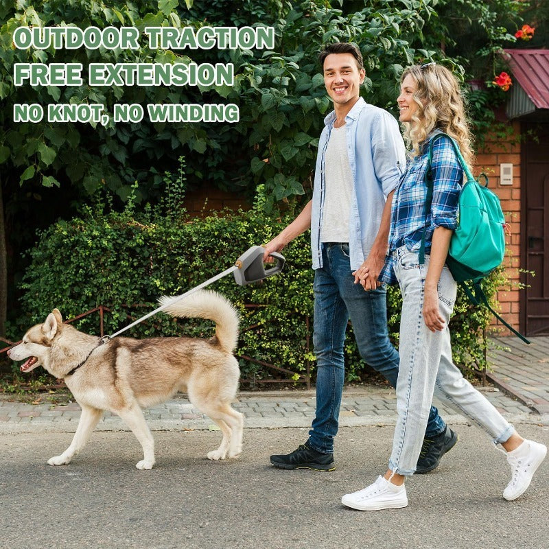 Retractable Dog Leash for Large Dogs – 16ft Heavy Duty Nylon, 110 lbs Capacity, One-Hand Brake & Pause Lock for Walking & Training