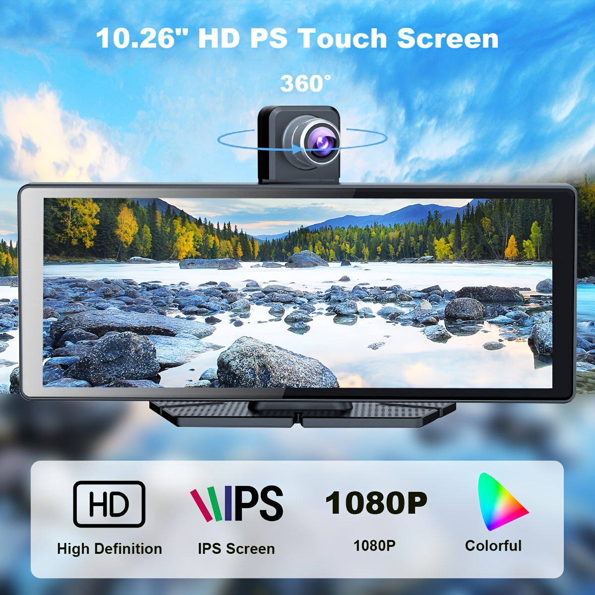 High-Definition Front Camera 10.2-Inch Large Car Screen, 4K Ultra-Clear Display, Carplay/Android Auto Control Supporting BT Wireless Connection, Parking Assistance, Entertainment, Video Playback, Positioning Navigation Phone Answering, with 64GB TF