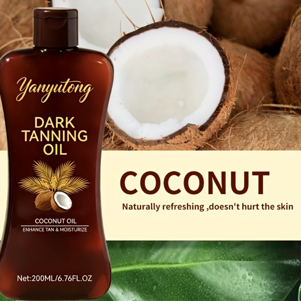Sun Tanning Oil 200ml - Deep Golden Tan Accelerator Body Oil for Beach & Outdoor, Moisturizing & Nourishing Summer Skin Care for All Skin Types, Men & Women