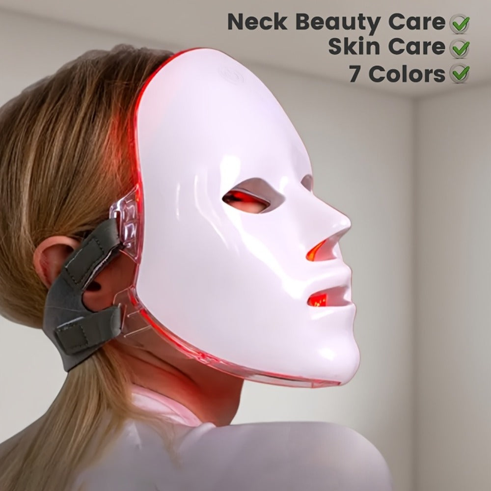 Portable 7-Color LED Facial Mask Device – USB Rechargeable Home Beauty Skincare Tool for Face Care, Anti-Aging & Acne, Perfect Gift for Girlfriend & Valentine's Day