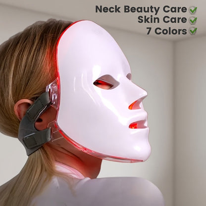 Portable 7-Color LED Facial Mask Device – USB Rechargeable Home Beauty Skincare Tool for Face Care, Anti-Aging & Acne, Perfect Gift for Girlfriend & Valentine's Day