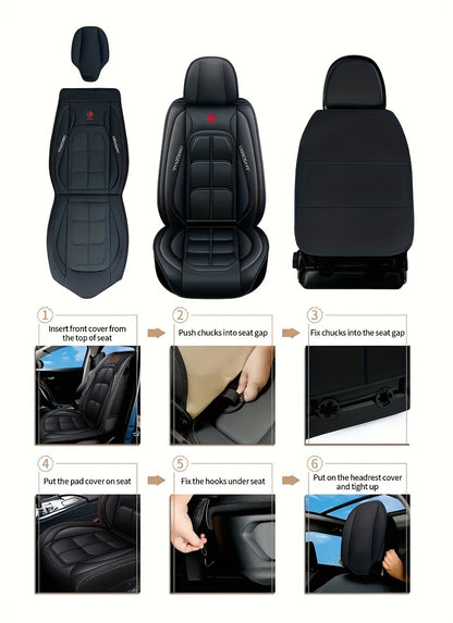 Faux Leather Car Seat Covers – Universal Fit for Cars, SUVs, Vans & Trucks, Dirt-Resistant Protective Seat Cover, Single Front / 2 Front / Full 5-Seat Sets, 5 Colors