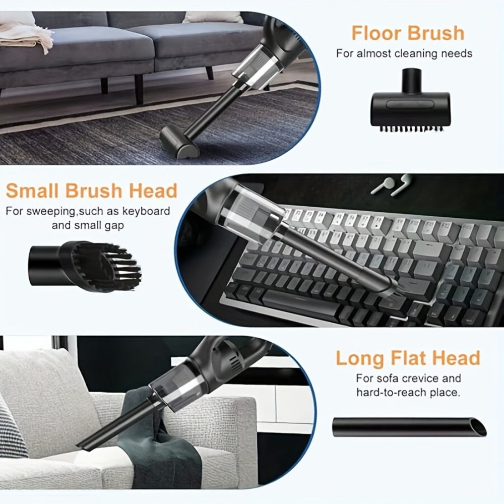 Cordless Handheld Vacuum Cleaner Rechargeable Portable with Ultra Strong Suction - Lightweight Wireless Design with Multiple Attachments for Home, Car, Sofa, Pet Hair & Hard-to-Reach Areas, Easy to Use