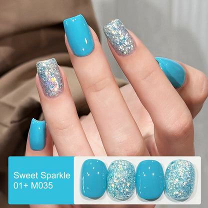 Glitter Gel Nail Polish 2-Color Set Candy Shimmer Soak Off UV LED – Photo Frame Bottle Nail Art Kit 0.51oz Each, Long Lasting Chip Resistant Sparkle for Salon & DIY Home Manicure