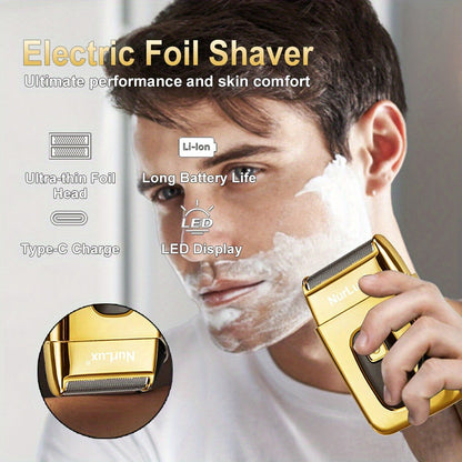 Hair Clipper Set for Men USB Rechargeable - LCD Display Cordless Trimmer, Guide Combs & Cleaning Brushes, Professional Home Haircut Kit, Gift for Men, Golden Blue Silver