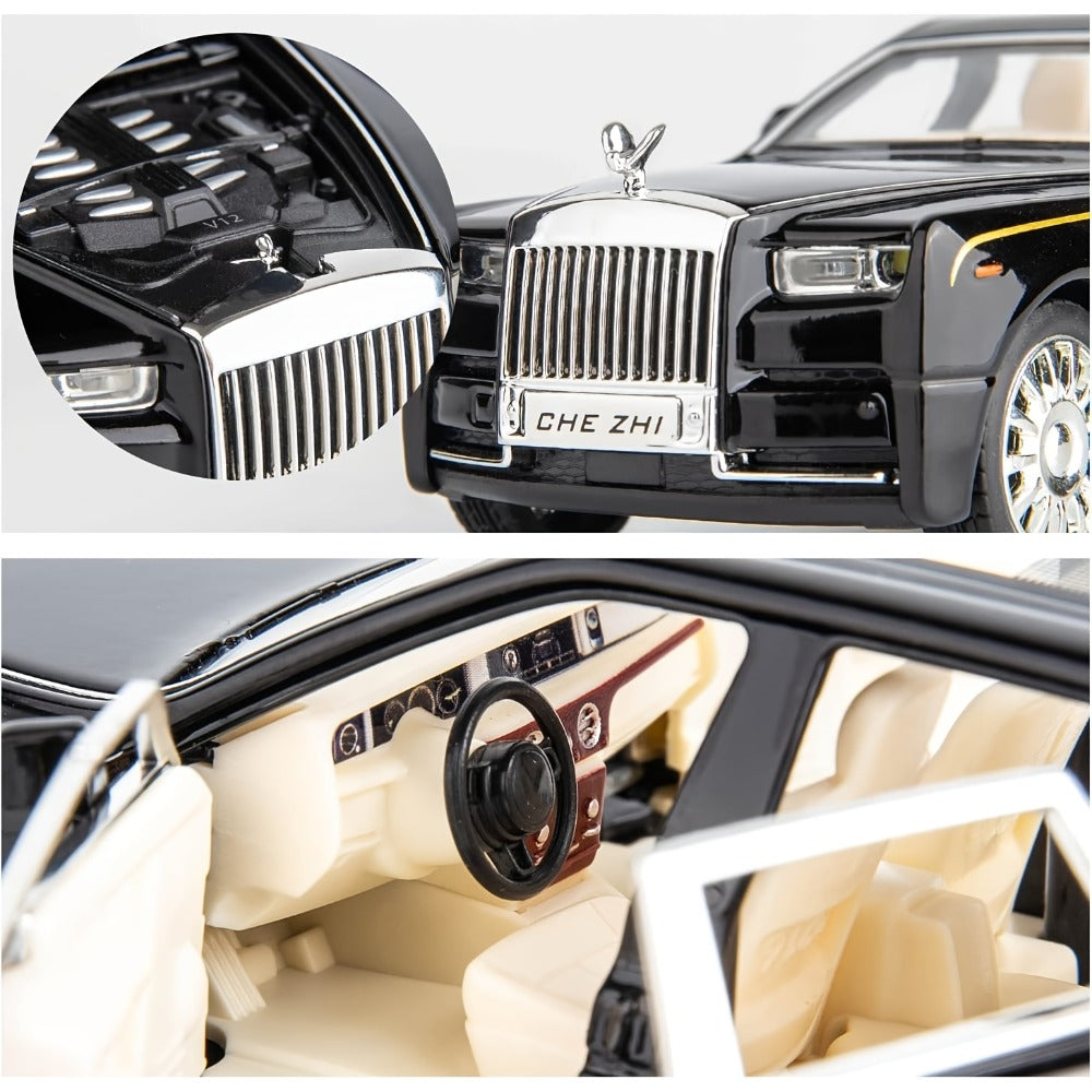 Collectible Diecast Car Model Zinc Alloy with Display Base & Openable Doors – Highly Detailed Static Decoration for Home Office Desk, Gift for Car Enthusiasts (White / Black / Pink)