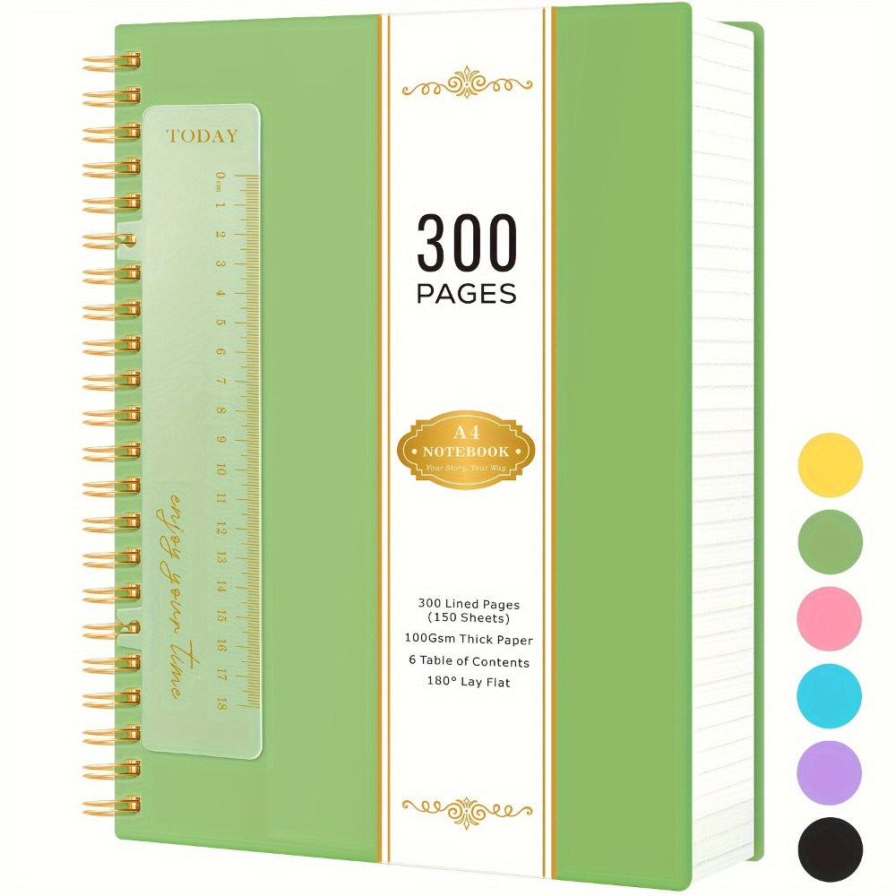 Large Spiral Notebook 300 Pages Hardcover – 8.5x11 A4 College Ruled 100GSM Lined Paper PVC Waterproof Cover for Work School Travel Women Men Purple Pink Blue Black Yellow Green