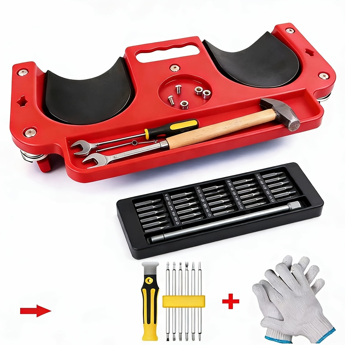 Rolling Knee Creeper Pad with Built-In Tool Tray – ABS High-Impact Frame, Cushioned Kneeling Pad for Car Repairs, Carpentry & Flooring, 11 Color Options