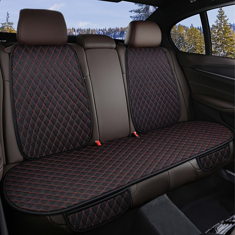 Luxury Car Seat Covers Made of Three-Piece Diamond-Quilted Linen, Designed for All Seasons, Waterproof, And Anti-Slip for Both Front And Rear Seats