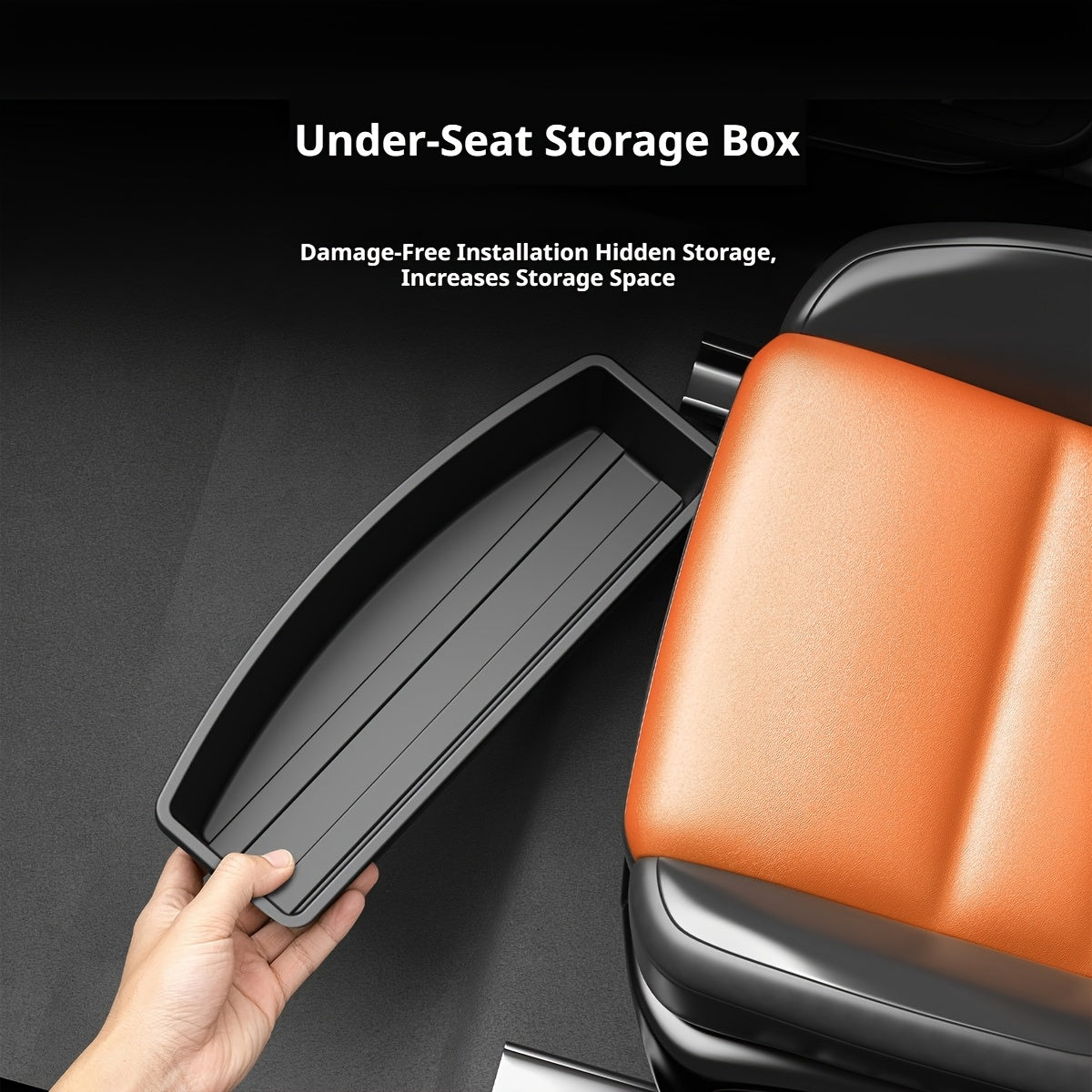 Under Car Seat ABS Storage Box, Fits Most Car Models, Front And Rear Seat Space Organizer, Hidden Tray, Efficient Car Part Storage, Car Organizer