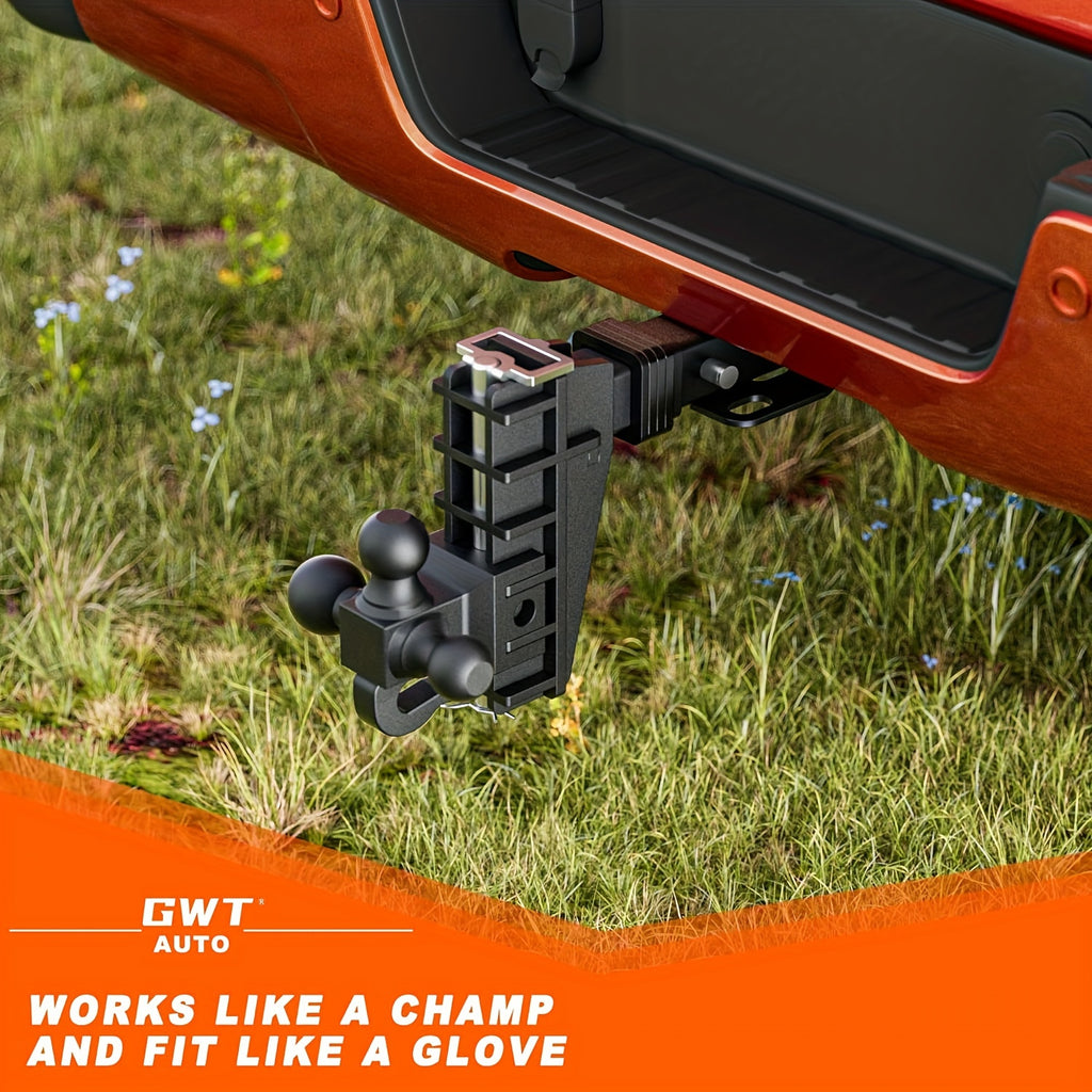 Adjustable Trailer Hitch 2 Inch Receiver 6 Inch Drop with Hook Solid Tri-Ball 17000 LBS GTW-Class 3 Tow Hitch for Heavy Duty Truck
