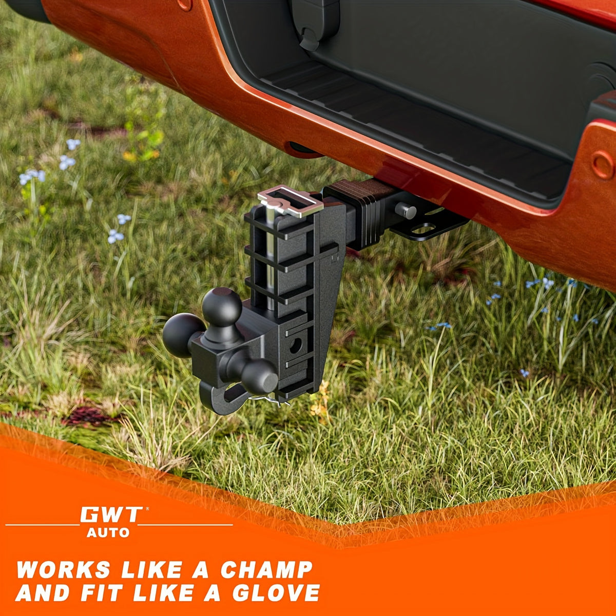 Adjustable Trailer Hitch 2 Inch Receiver 6 Inch Drop with Hook Solid Tri-Ball 17000 LBS GTW-Class 3 Tow Hitch for Heavy Duty Truck