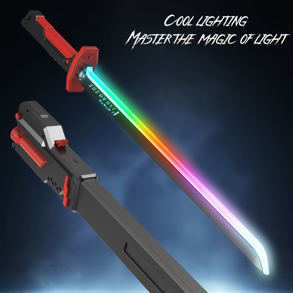 LED Light Katana Sword 31.5" – Pro Cosplay Luminous Saber with Spark-on-Draw, Multi-Color LED, Sound Effects & Type-C Rechargeable Battery, Anime Cosplay Prop Gift for Teens & Adults
