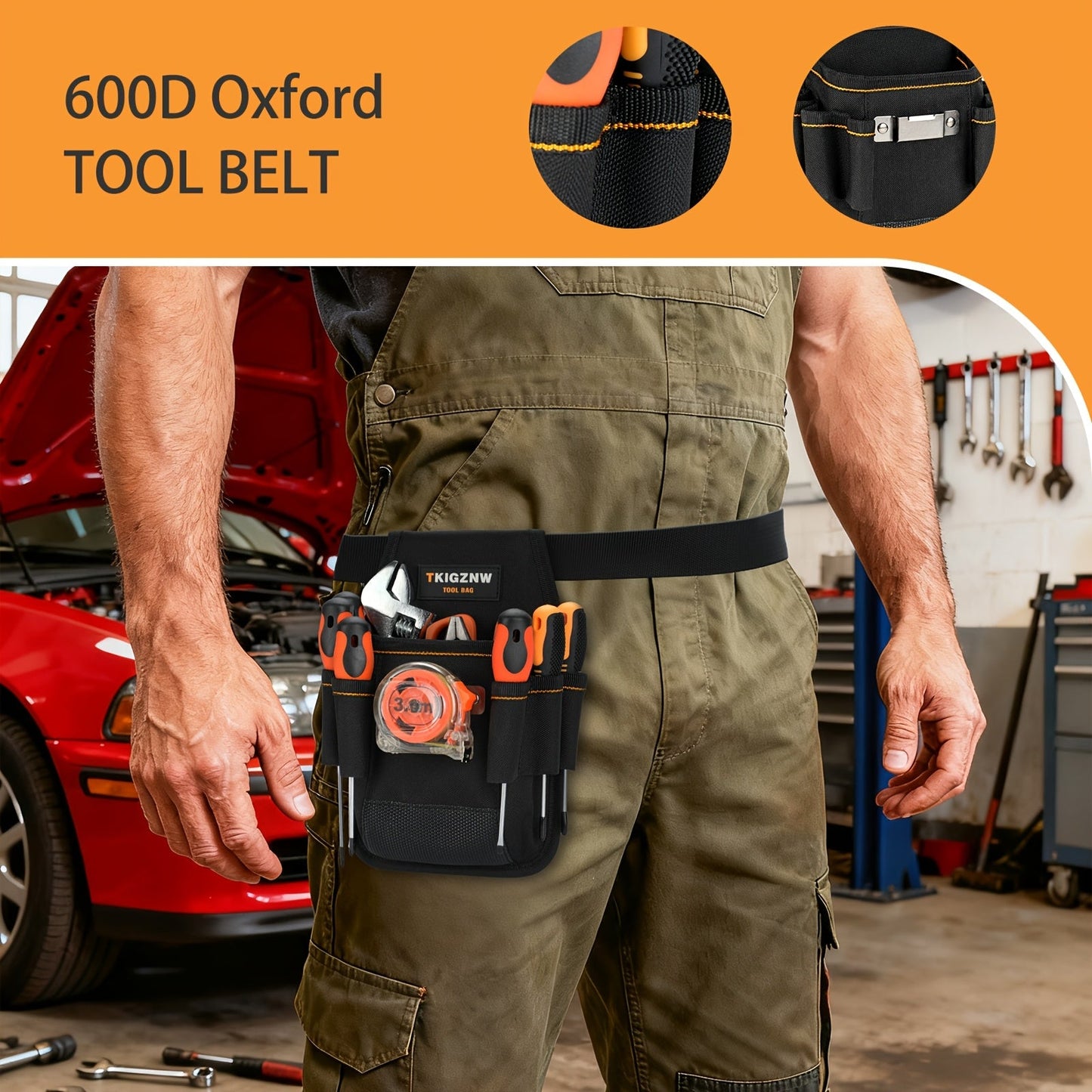 Tool Bag Heavy Duty 7-Pocket PVC Organizer for Mechanics & Electricians – Multi-Pocket Hand Tool Storage Bag, Portable Jobsite Toolbag for Plumbers, Contractors & DIY