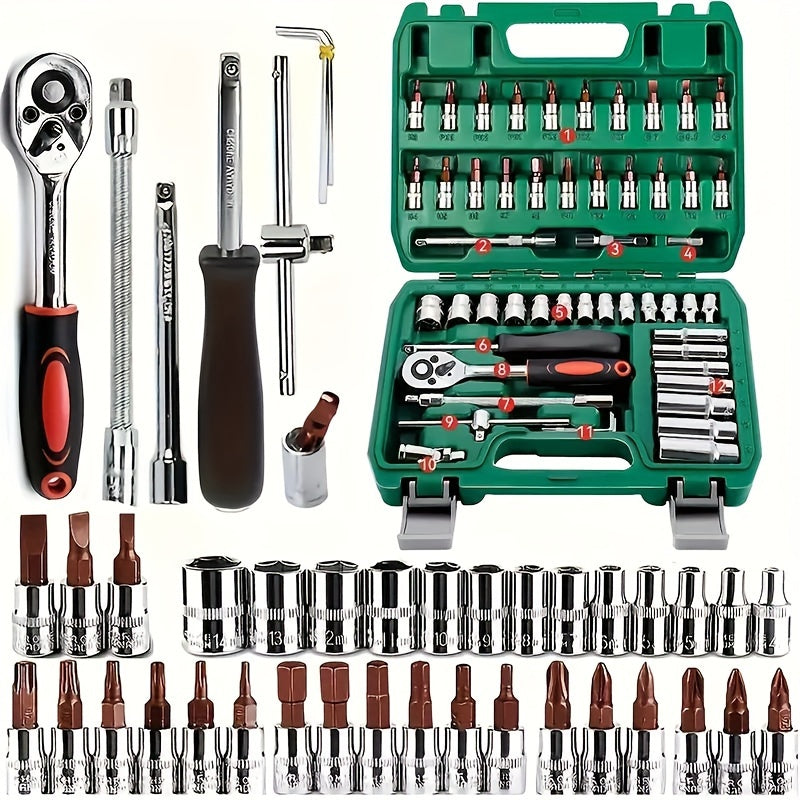 Professional Automotive Tool Kit – 53 / 47 / 324-Piece Master Mechanic Set with Ratchet Wrench & Screwdriver Set for Car, Bike & Motorcycle Maintenance, Compact Portable All-in-One Toolbox