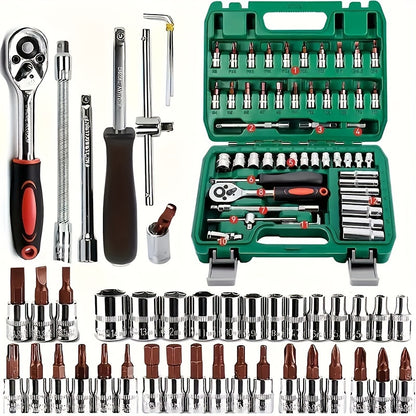 Professional Automotive Tool Kit – 53 / 47 / 324-Piece Master Mechanic Set with Ratchet Wrench & Screwdriver Set for Car, Bike & Motorcycle Maintenance, Compact Portable All-in-One Toolbox