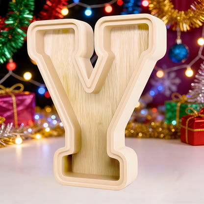 Alphabet Letter Piggy Bank A-Z Wooden Coin Bank Large Capacity Transparent – Personalized Savings Box for Kids | Back to School, Christmas & Birthday Gift