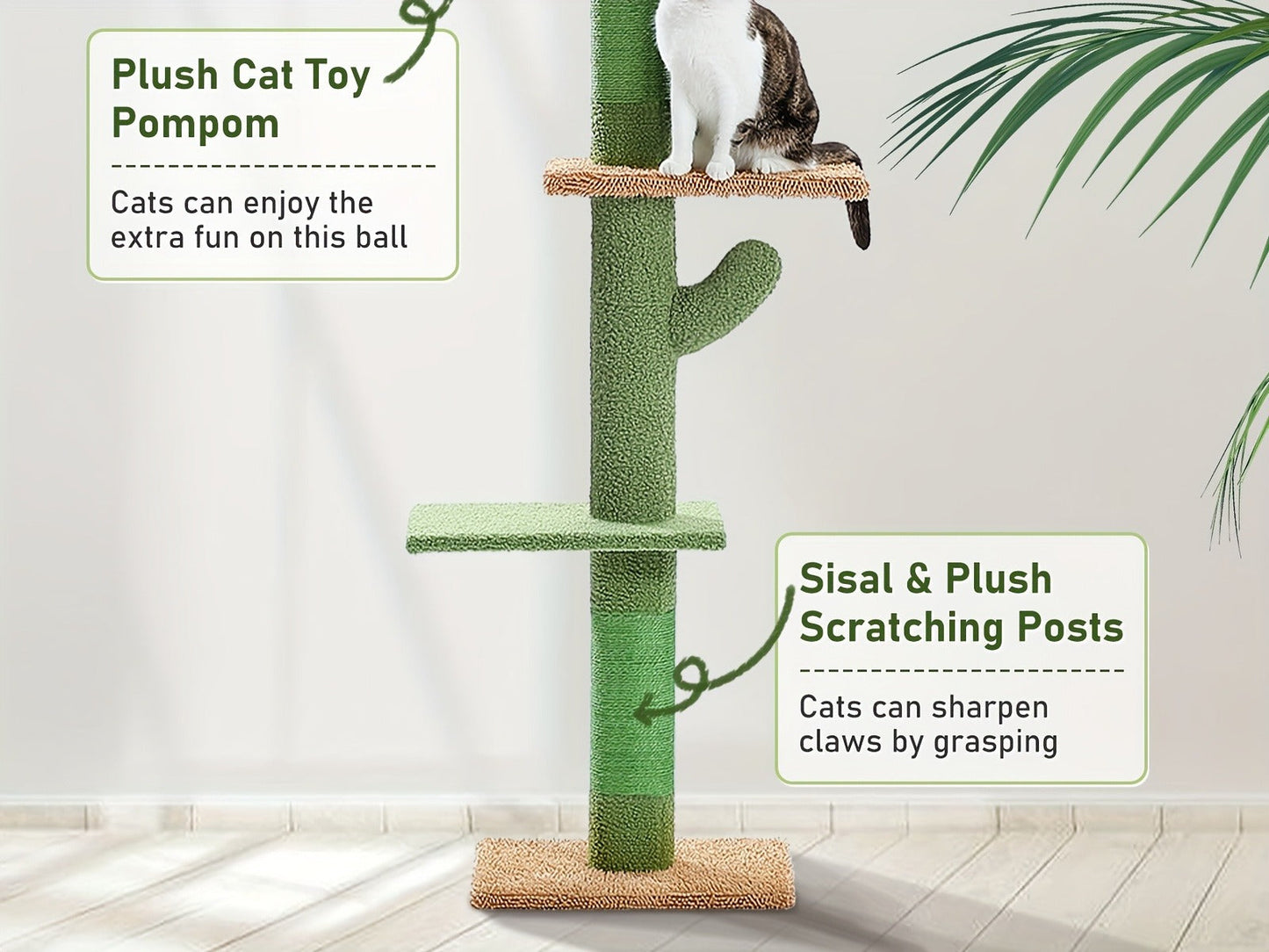 Floor to Ceiling Cat Tree Tower 90–107" – 4-Tier Tall Adjustable Cat Climbing Post with Tension Rod | Ceiling-Mounted Stable Cat Activity Center for Indoor Cats, Multiple Colors