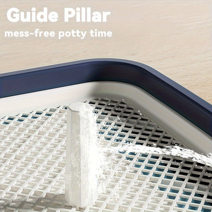 Indoor Dog Potty Tray with Removable Grating - Leak-Proof Puppy Training Toilet, Washable Pee Pad Holder for Apartments, Easy Clean Dog Bathroom, 7 Colors, Small & Large Sizes