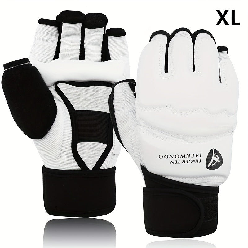 Taekwondo Sparring Gear Set Half Finger Gloves Hand & Foot Protectors with Wrist Wraps & Ankle Support for Boxing Kickboxing Men Women