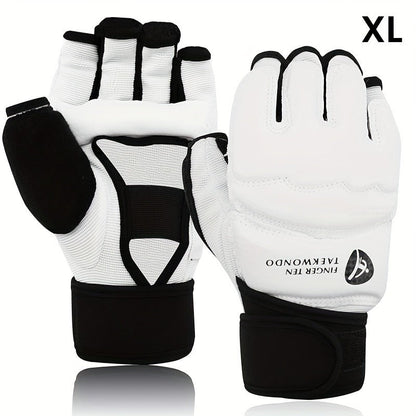 Taekwondo Sparring Gear Set Half Finger Gloves Hand & Foot Protectors with Wrist Wraps & Ankle Support for Boxing Kickboxing Men Women