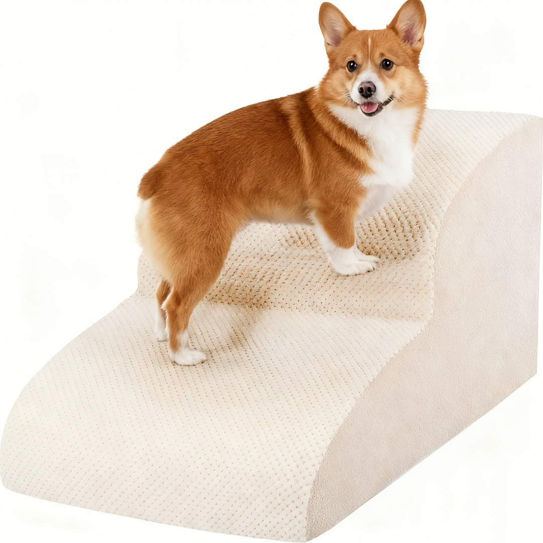 Dog Stairs for High Beds & Sofa - Extra Wide Foam Pet Steps with Non-Slip Bottom, Soft Cushioned Dog Ramp for Couch, Ideal for Small Dogs, Senior & Injured Pets, 2/3/4 Steps, 6 Colors
