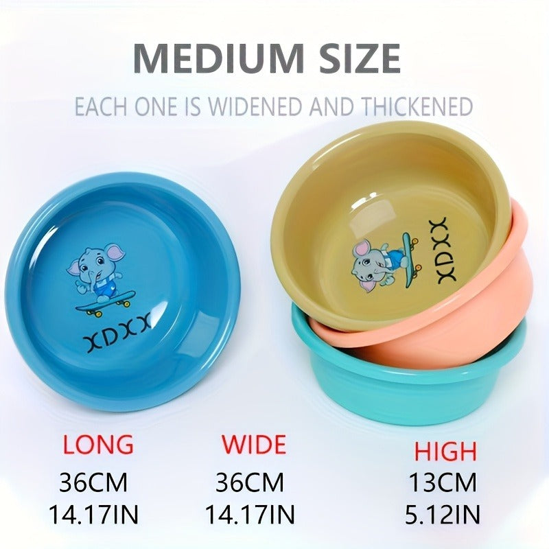 Plastic Wash Basin 12 Quart Stackable Round Tub - Portable Household Washing Bowl for Kitchen, Camping, Face Washing, Fruit & Vegetable Cleaning, Dish Washing & Bottle Rinsing, 4 Colors, Small to Oversized