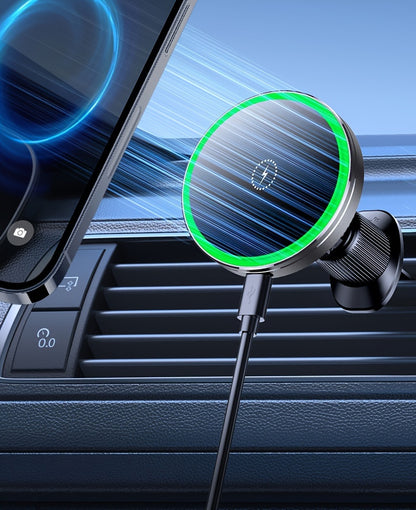 MagSafe Car Wireless Charger for iPhone 12-16 – Magnetic Air Vent Mount with Dual Cooling Fans, Qi1 Fast Charging, Sleek Circular Design for Apple iPhone 12, 13, 14, 15, 16 Series