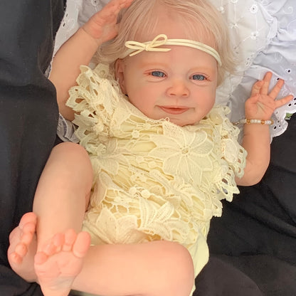 Blonde Hair Reborn Baby Doll 19 Inch Soft Vinyl Body Hand-Rooted Hair Lifelike Newborn Boy Sebastian with Pacifier Bottle Birth Certificate – Realistic Baby Doll Gift for Kids Ages 3-6 Birthday Christmas