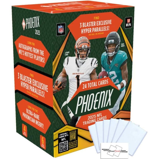 2025 Panini Phoenix Football NFL Blaster Box 24 Trading Cards Look for Autographs Hyper Parallels Phoenician Inserts 6 Toploaders StreetCards Magnet Blaster Exclusive NFL Collector Box