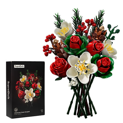 DIY Flower Bouquet Building Kit for Girls & Women – Rose & Lily Brick Set, Healing Series Desk Decoration, Buildable Artificial Flowers, Unique Mother's Day Birthday Valentine's Christmas Gift for Teens Adults