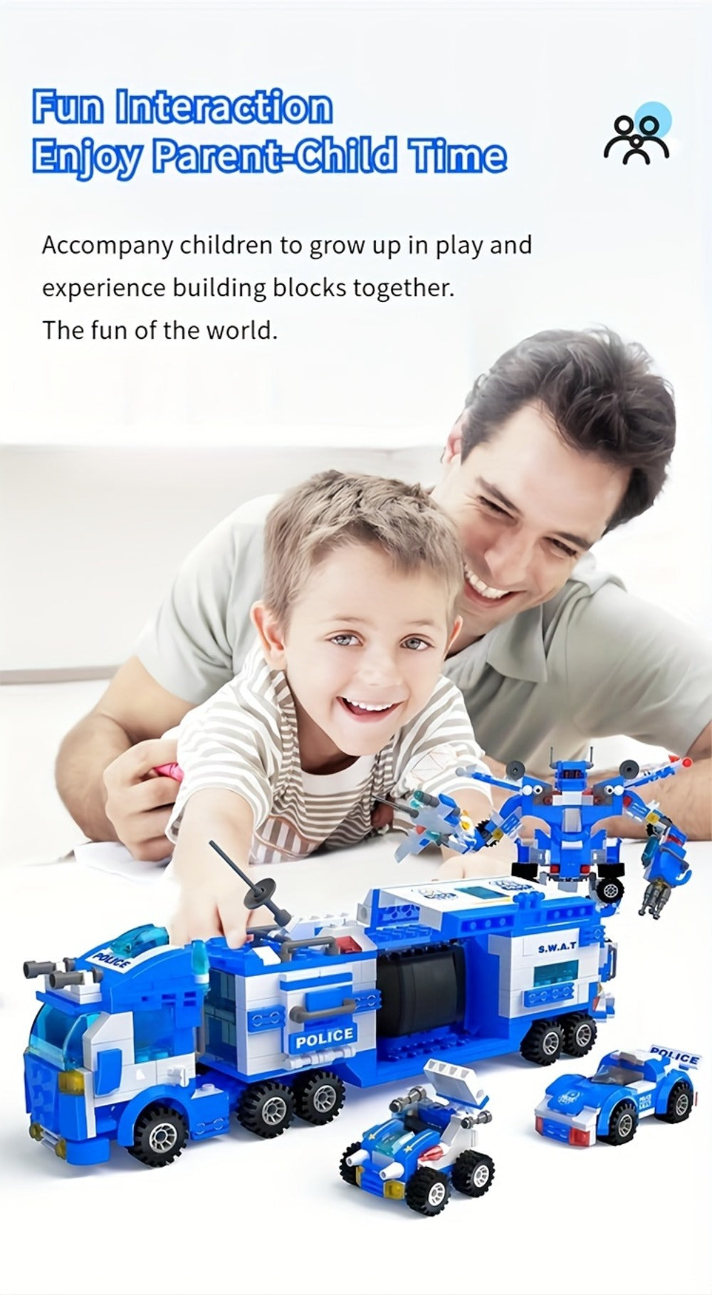 City Police Building Blocks Set 700 Pieces – Patrol Car Truck with Action Figures, Brick Toy for Boys Role Play STEM, Birthday Christmas Halloween Thanksgiving Gift Ages 6 7 8 9 10