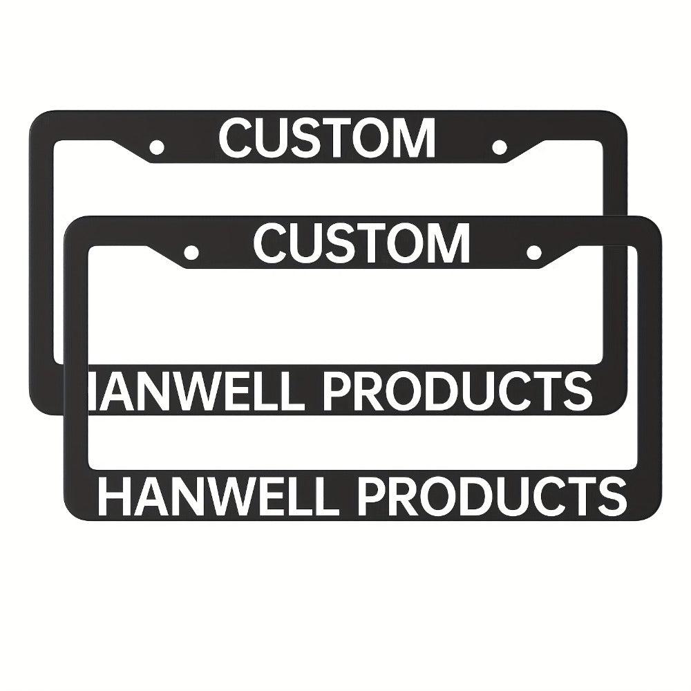Custom License Plate Frame – 6 Font Styles, Heavy-Duty Weather-Resistant Car Tag Holder, Personalized Front & Rear License Plate Border Cover
