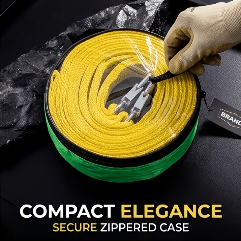 Heavy-Duty Trailer Winch Strap, 4 Meters 13 Feet, 1.3 Tons, 11, 000 Pounds Capacity, Equipped with Forged Steel Hook, Suitable for Emergency Vehicle Rescue Ropes for SUV Trucks, Pickup Trucks, Etc., Essential Kit for Off-Road Rescue Towing Equipment