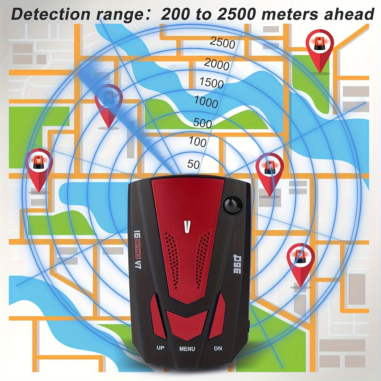 16-Band Advanced Car GPS Detector - 360° Anti-GPS Camera LIDAR Detector with Voice Alarm, Real-Time Threat Alerts, And Enhanced Safety Features for Secure Driving