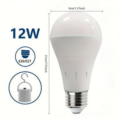 Rechargeable Emergency LED Light Bulb 12W 1100 Lumens 96W Equivalent with 800mAh Battery Backup – 6500K E26 E27 Base Non-Dimmable Auto-On Power Outage Bulb for Home Office Camping, 8-Pack