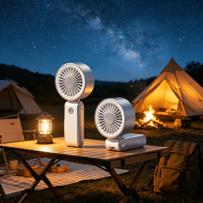 Handheld & Standing Fan Rechargeable USB | 3-Speed Portable Mini Fan, Foldable Dual-Mode Design for Travel, Office & Outdoor Use – Perfect Summer Gift for Women & Girls, White & Blue, 1pc & 2pcs