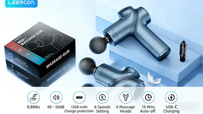 Massage Gun Deep Tissue Percussion Massager – Portable Handheld Electric Body Massager with 4/8 Heads & 6 Speed Settings for Muscle Relaxation & Post-Workout Recovery