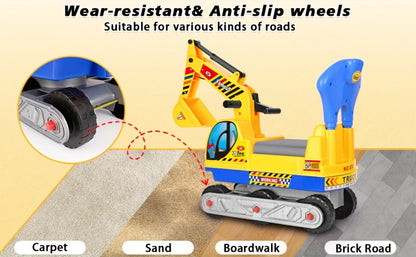 Kids Ride-On Construction Truck Large Manual-Powered Engineering Vehicle Safety Bumpers Indoor Outdoor Beach Play Birthday Holiday Gift Boys Ages 3-6+ Green Thickened Standard