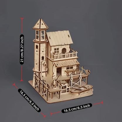 3D Wood Model Kit for Adults & Teens – DIY Wooden Assembly Puzzle, Choose Fisherman's Hut / Treehouse / Cowboy Bar, STEM Brain Teaser Craft Kit, Unique Birthday & Holiday Gift