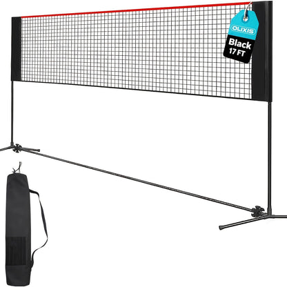 Badminton Volleyball Net Portable Adjustable Height 10ft 14ft 17ft Weather-Resistant Outdoor Indoor Backyard Pool Court Net with Carry Bag for Backyard Lawn Beach Park Play