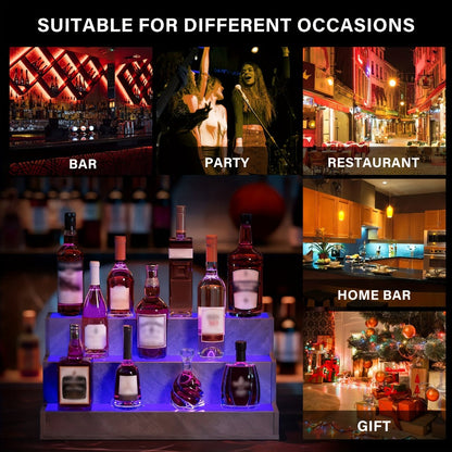 24-Inch Bar Shelf with LED Lighting for Organized Everyday Storage in Living Room detail image - detail view 3