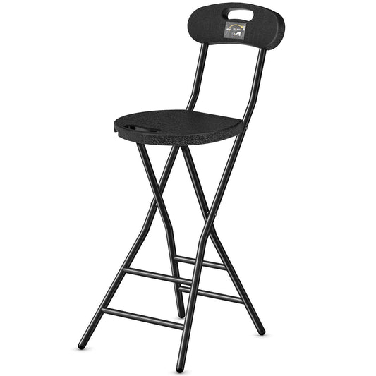 Bar Stool, Folding 24 Inch with Backrest & Footrest, Foldable Counter Height Stool Chair shown in the main product view