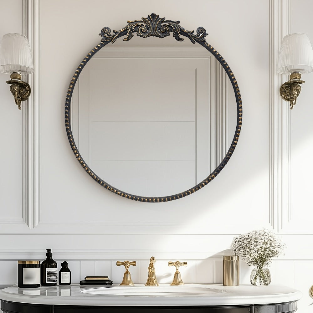 24-Inch Round Wall Mirror, Bathroom Vanity Mirror for Dressing and Daily Routines detail image - detail view 10